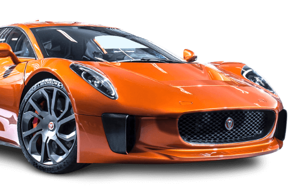 A picture of an orange color sports car